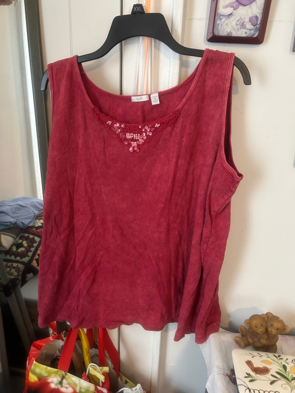 Apt. 9 Wine Red Sequin Trim Tank Top